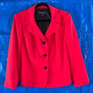 Red Evan Picone Blazer with 3 Black Front Buttons, Size 18W